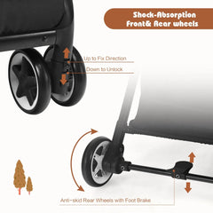 Folding Pushchair with Adjustable Backrest and Footrest