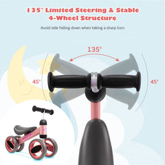 Baby Balance Bike with 4 Wheels and Limited Steering