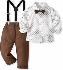 Boys Clothes Set Toddler Kids Gentlemen Suit Long Sleeve Bow Tie Shirts Suspenders Pants Outfits