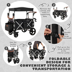 Push Pull Stroller Wagon with Adjustable Handle Bar