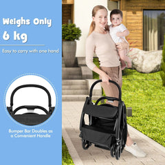 Lightweight Foldable Baby Stroller with Adjustable Backrest and Canopy