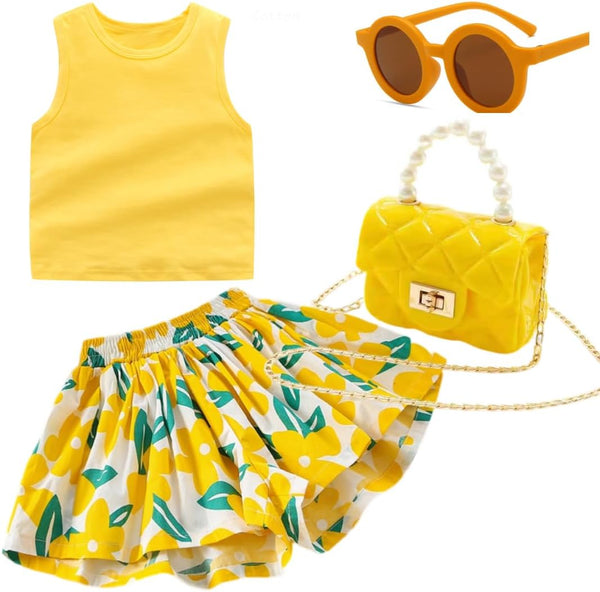 Girls' Short Sets - Trendy and Comfortable Summer Outfits for Girls Fashionable Clothing Sets 4Pc