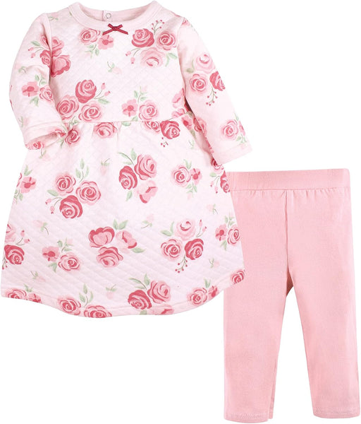 Baby Girls' Quilted Cotton Dress and Leggings Casual