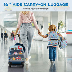 5 Piece Kids Luggage Set Carry-On Children Rolling Suitcase Set with Backpack