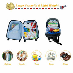 2 Pieces Kids Luggage Set with 4 Casters and Retractable Handle