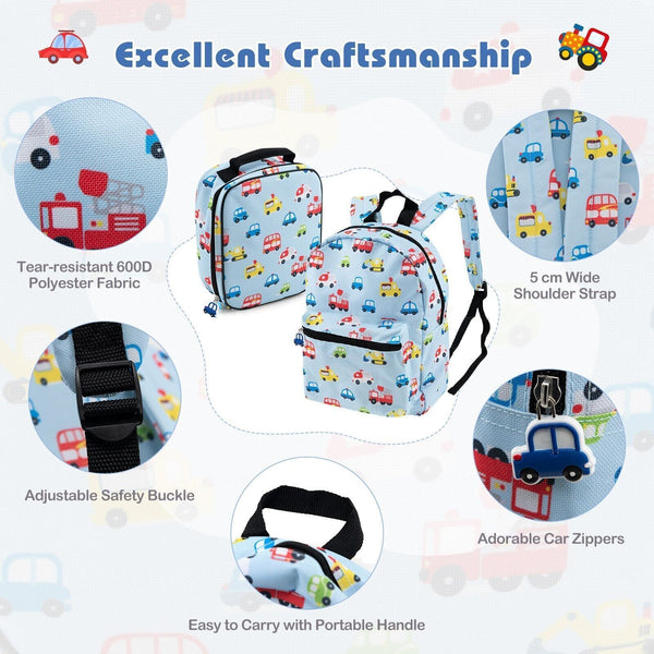 COSTWAY 5Pcs Kids Luggage Set Carry-On Children Rolling Suitcase Set W/Backpack