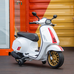 Vespa Licensed 12V Ride on Motorcycle W/ Music, Headlight, FM Radio