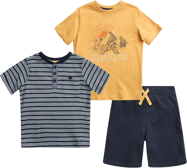 Eddie Bauer Toddler Boys' Shorts Set - 3 Piece T-Shirt and Sweat Shorts - Casual Playwear Outfit for Toddlers (2T-4T)