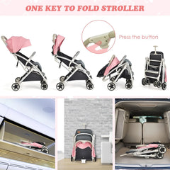 Folding Pushchair with Adjustable Backrest and Footrest