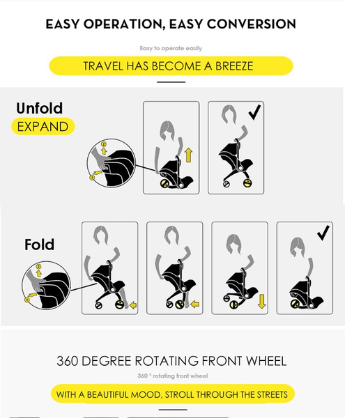 All-In-One Baby Stroller Travel System with Car Seat