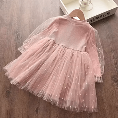 Autumn Baby Girls Dress – Melario Long-Sleeve Mesh Cotton Princess Dress