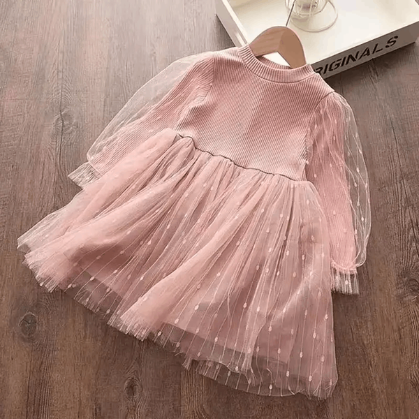 Autumn Baby Girls Dress – Melario Long-Sleeve Mesh Cotton Princess Dress