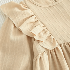 Autumn Girls Dress – Long-Sleeve Pink A-Line Dress for Kids