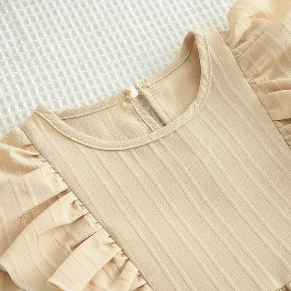 Autumn Girls Dress – Long-Sleeve Pink A-Line Dress for Kids