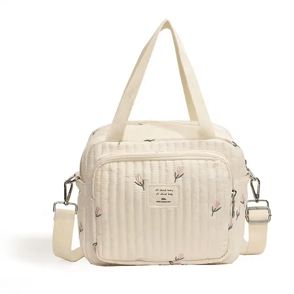Cute Bear Mommy Bag – Cotton Floral Diaper Bag with Zipper