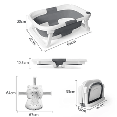 Foldable Baby Bath Tub with Thermometer & Cushion