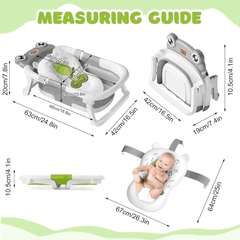 Foldable Baby Bath Tub with Thermometer & Cushion