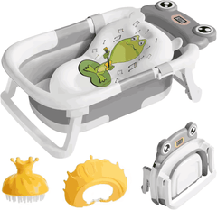 Foldable Baby Bath Tub with Thermometer & Cushion