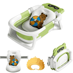 Foldable Baby Bath Tub with Thermometer & Cushion