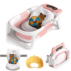 Foldable Baby Bath Tub with Thermometer & Cushion