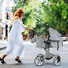 2 in 1 Foldable Baby Stroller with Rain Cover and Mosquito Net