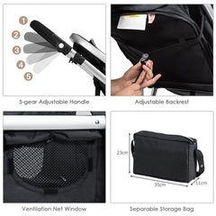 2 in 1 Foldable Baby Stroller with Rain Cover and Mosquito Net
