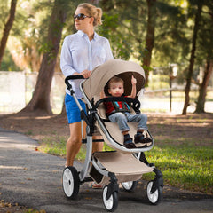 2 in 1 Foldable Baby Stroller with Rain Cover and Mosquito Net