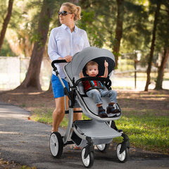 Costway 2-in-1 Foldable Baby Stroller with Rain Cover & Mosquito Net - 0-3 Years