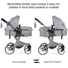 2 in 1 Foldable Baby Stroller with Rain Cover and Mosquito Net