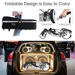 2 in 1 Foldable Baby Stroller with Rain Cover and Mosquito Net