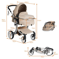 2 in 1 Foldable Baby Stroller with Rain Cover and Mosquito Net