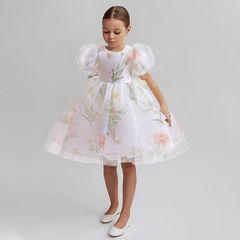 Girls Princess Party Dress – Lace Tulle Flower Pageant Gown