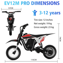 EVERCROSS Kid's Electric Dirt Bike EV12M Pro – 300W 25 km/h Kids Motorbike with Bluetooth & LED Lights