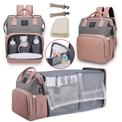 Large Capacity Mommy Bag – Lightweight Backpack with Folding Crib Bed
