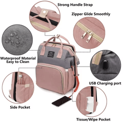 Large Capacity Mommy Bag – Lightweight Backpack with Folding Crib Bed