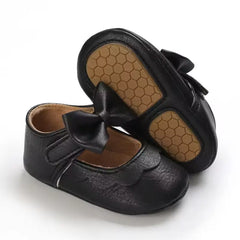 Leather Baby Shoes for Girls – Soft Sole Princess Sandals with Bow
