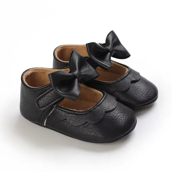Leather Baby Shoes for Girls – Soft Sole Princess Sandals with Bow