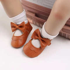 Leather Baby Shoes for Girls – Soft Sole Princess Sandals with Bow