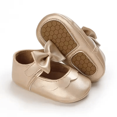 Leather Baby Shoes for Girls – Soft Sole Princess Sandals with Bow