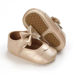 Leather Baby Shoes for Girls – Soft Sole Princess Sandals with Bow