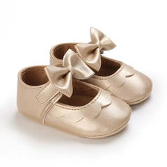 Leather Baby Shoes for Girls – Soft Sole Princess Sandals with Bow