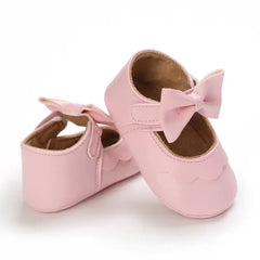 Leather Baby Shoes for Girls – Soft Sole Princess Sandals with Bow