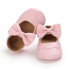 Leather Baby Shoes for Girls – Soft Sole Princess Sandals with Bow