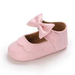 Leather Baby Shoes for Girls – Soft Sole Princess Sandals with Bow