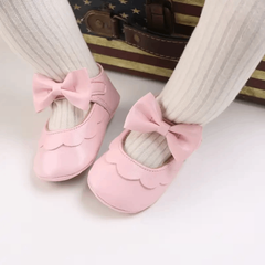 Leather Baby Shoes for Girls – Soft Sole Princess Sandals with Bow