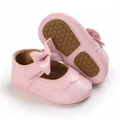 Leather Baby Shoes for Girls – Soft Sole Princess Sandals with Bow