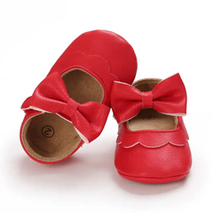 Leather Baby Shoes for Girls – Soft Sole Princess Sandals with Bow