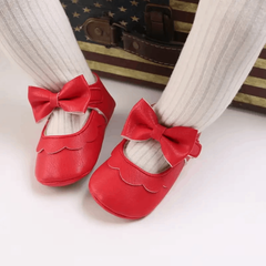 Leather Baby Shoes for Girls – Soft Sole Princess Sandals with Bow