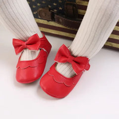 Leather Baby Shoes for Girls – Soft Sole Princess Sandals with Bow