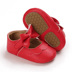 Leather Baby Shoes for Girls – Soft Sole Princess Sandals with Bow